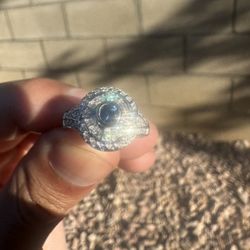 14k Gold Ring w/ Natural Diamonds/ Blue Afghan Sapphire 