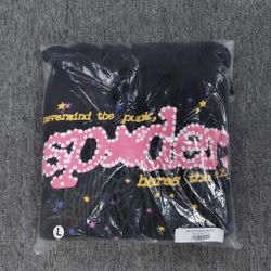 V2 black pink sp5der hoodie size small