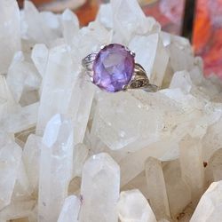 Beautiful Lavender Colored Amethyst Sterling Silver Ring Size 7