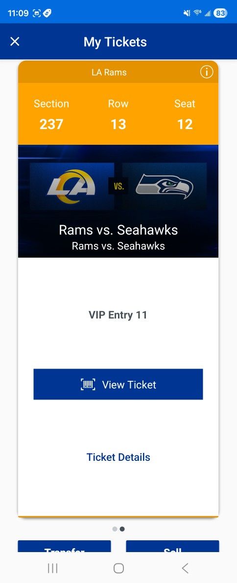Rams Vs Seahawks Vip Section