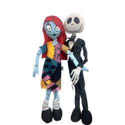 Disney’s The Nightmare Before Christmas Jack Skellington and Sally dolls plush posable character doll set 3’3ft tall