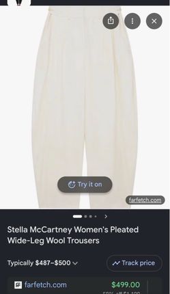 Stella McCartney Pleated Wide-Leg Trousers – Cream/Ivory – High-End Designer