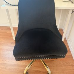 Black Velvet And Gold Office Chair 