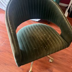 Green Velvet Accent / Desk Chair w Gold Base