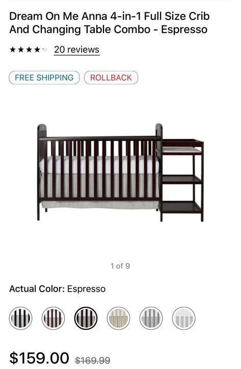 Dream on me Anna 4in- 1full size crib and changing table combo