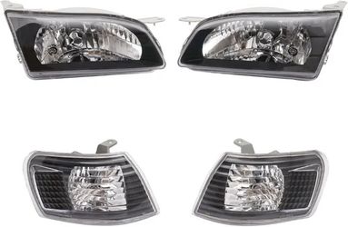 Toyota Tercel 1(contact info removed) Black Halogen Headlights - JDM Set Includes Left & Right, Direct Replacement for Vehicle Front