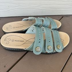 Womans Size 10 Women's Comfort Leather Slides Lightweight Flat Sandals Cute Slip On Casual Walking Slippers