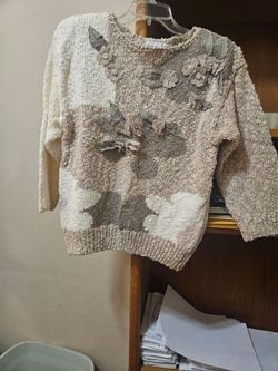 Bonnie And Bill By Holly Cream/Tan Color L/S Knit Top Small Vintage