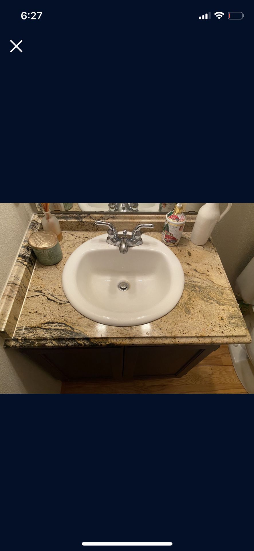 32” Slab With Sink In Middle And Back Splashes