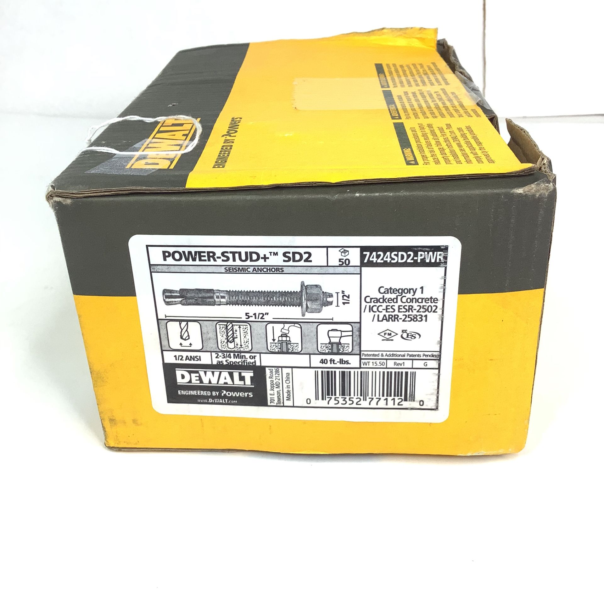 DeWalt Power-Stud SD2 Carbon Steel Wedge Expansion Anchor 50 Pieces