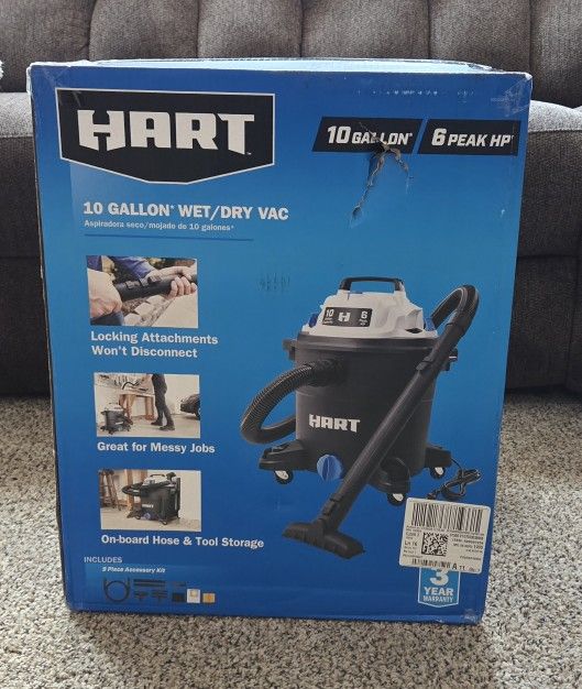 HART 10 Gallon 6 Peak HP Poly Wet/Dry Vacuum