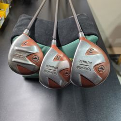 Vintage Taylor Made Bubble Burner woods (3 clubs and 3 covers)