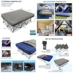 Camping Cot,Camping Cots for Adults,Folding Camping Cot with Inflatable Air Mattress and Carry Bag,for Outdoor Travel Camp Beach Vacation (not Include