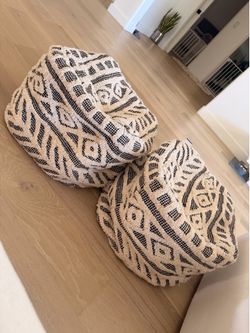 Boho style ottoman poufs - set of two