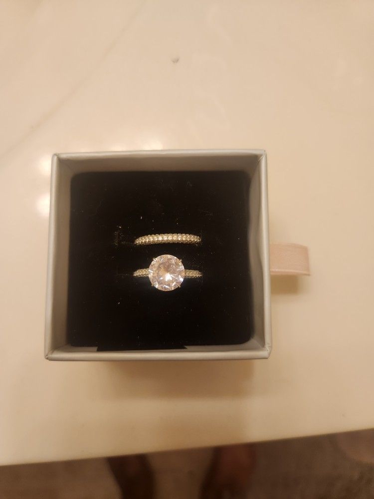 Diamonique Sterling Silver Wedding Rings Sz8