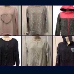 Lot Of 6 Girl Sweaters Just For $14 Total Youth Size 14-16 XL Sweater Bundle Hoodie Fleece Jacket Knit Cardigan Black White Pink Gray