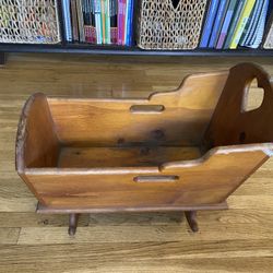 Vintage Wood Rocking Baby Cradle