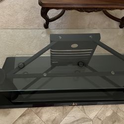 Tv. Table Stand Black With 2 Glass Shelves