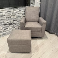 Million Dollar Baby Alden Swivel Glider and ottoman in Steel Grey