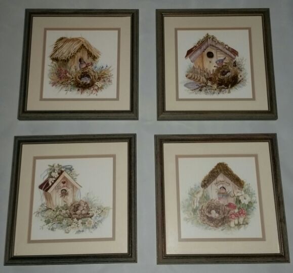Art Prints - Framed (Bird Houses) Set of 4