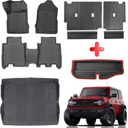 Mabett Interior Cover Mats for Ford Bronco Accessories 4-Door 2021 2022 2023 2024 2025 Floor Mats Rear Seat Back Cover and Cargo Liners with Trunk Low