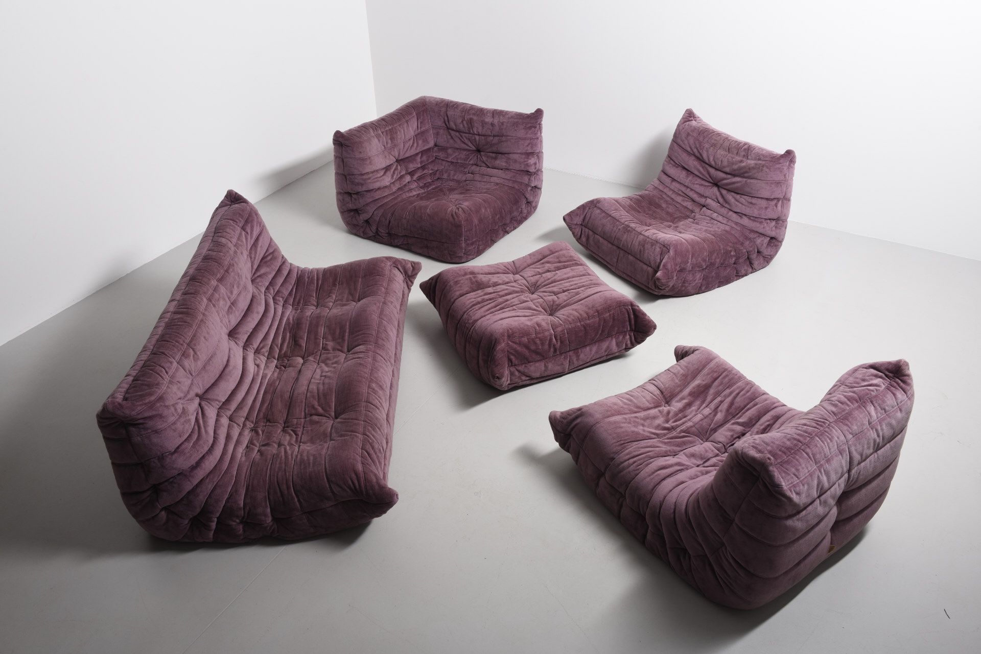 Mauve Purple Togo Couch Set 7 Seat 8 (ottoman) REPLICA/REPRODUCTION