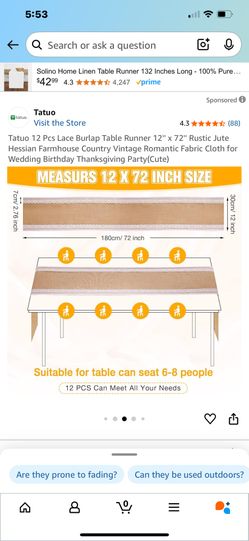 Burlap Runner Farmhouse Table Rustic 13x72 $5