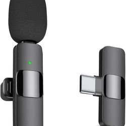 Professional Wireless Lavalier Lapel Microphone for Android Computer - Cordless Omnidirectional Condenser Recording Mic with USB C Interface for Inter