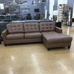 Baskove Auburn Leather RAF Sectional /couch 