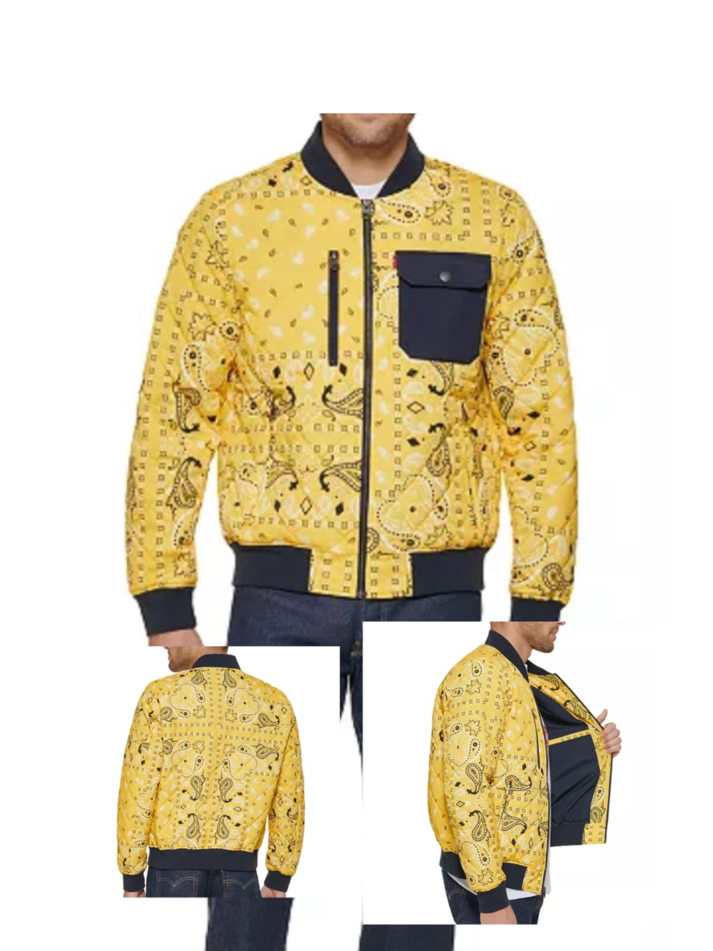 Levi's Bandanna Print Quilted Bomber Jacket Men’s size Small NEW!!