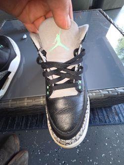 Air Jordan 3 Black Green Glow Sneakers