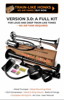 MotoHorn V3.0 Train-Like Air Horn - Complete Kit