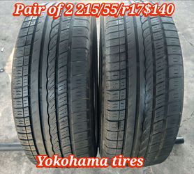 Pair of 2 Yokohama tires 215/55/r17 ‼️ free instalation and balance ‼️