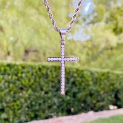 Cross Ice Out 14k White Gold Filled