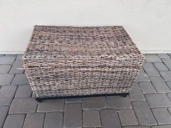 Large Wicker Basket Storage Bin Chest With Detachable Lid