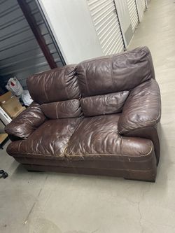 Brown Leather Loveseat