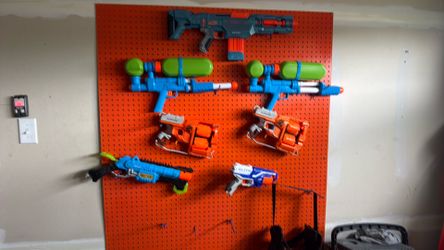 nerf collection and peg board