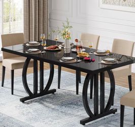 Tribesigns black lacquer dining table.