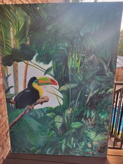 Large tropical toucan canvas Wall Art  62"×44
