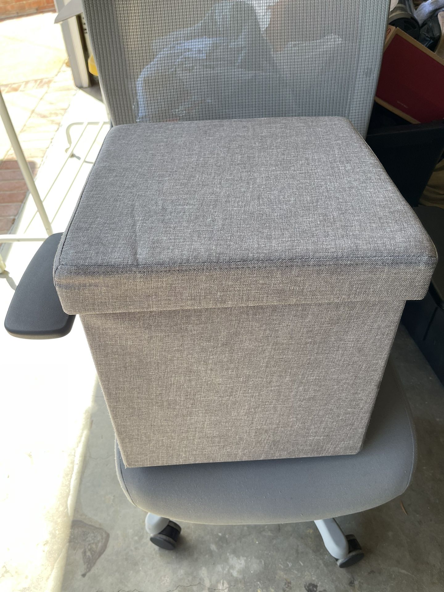 Grey Ottoman Foot Rest Storage