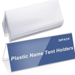 30 Pieces Clear Plastic Name Tent holder
