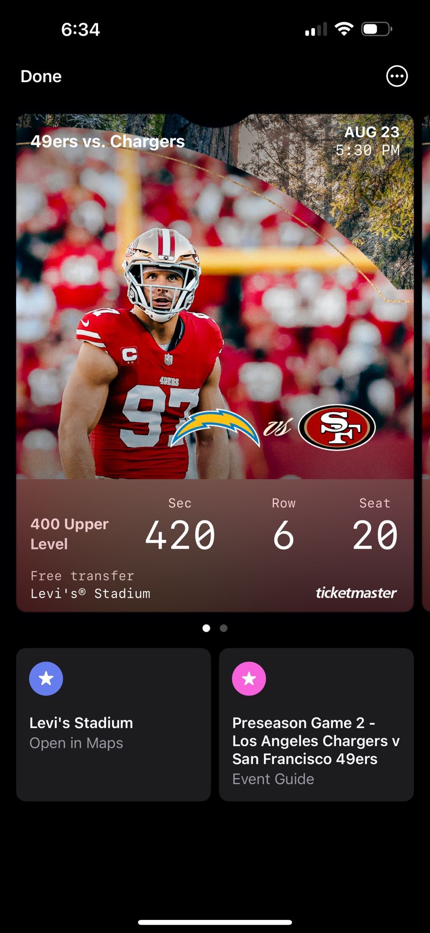 Chargers Vs 49ers Pre Season Tickets