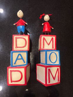 Mom and Dad Alphabet Block Figurines Set