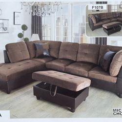 New chocolate microfiber combination sofa