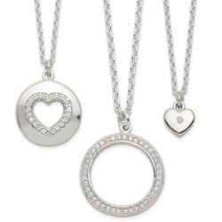 Sterling Silver 3 Necklaces Set with Cubic Zirconia(CZ)