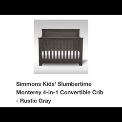 4-in-1 Convertible Crib - Rustic Gray w/ Mattress