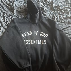 Fear Of God Essentials Black Brushed Hoodie