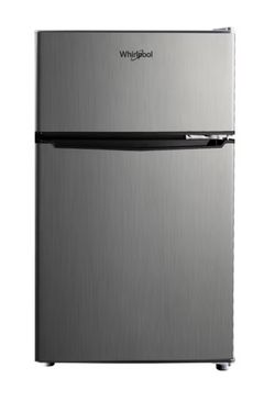 Whirlpool 3.1 cu ft Mini Refrigerator Stainless Steel  Dorm Fridge, Reversible Door, 2 Shelves