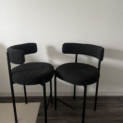 Black Boucle Counter Stools. 