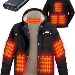 GOTOBI Men's Heated Jacket  W/12V 18400mAh Battery Pack - Sherpa Lined -Size XL